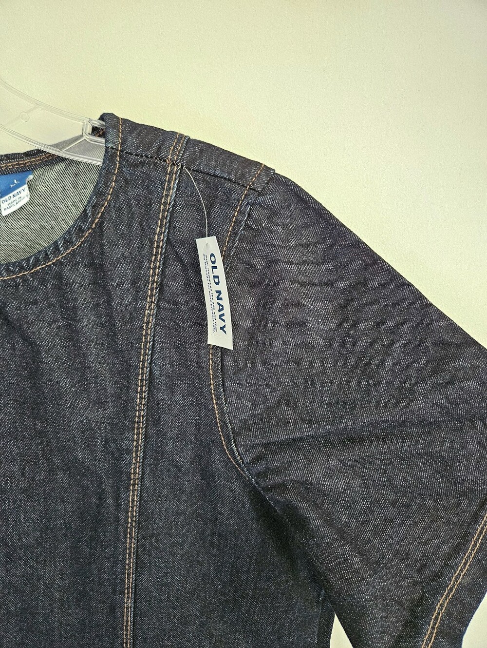 Old Navy Denim Dress Dark Blue Short Sleeve NWT - Picture 3 of 6